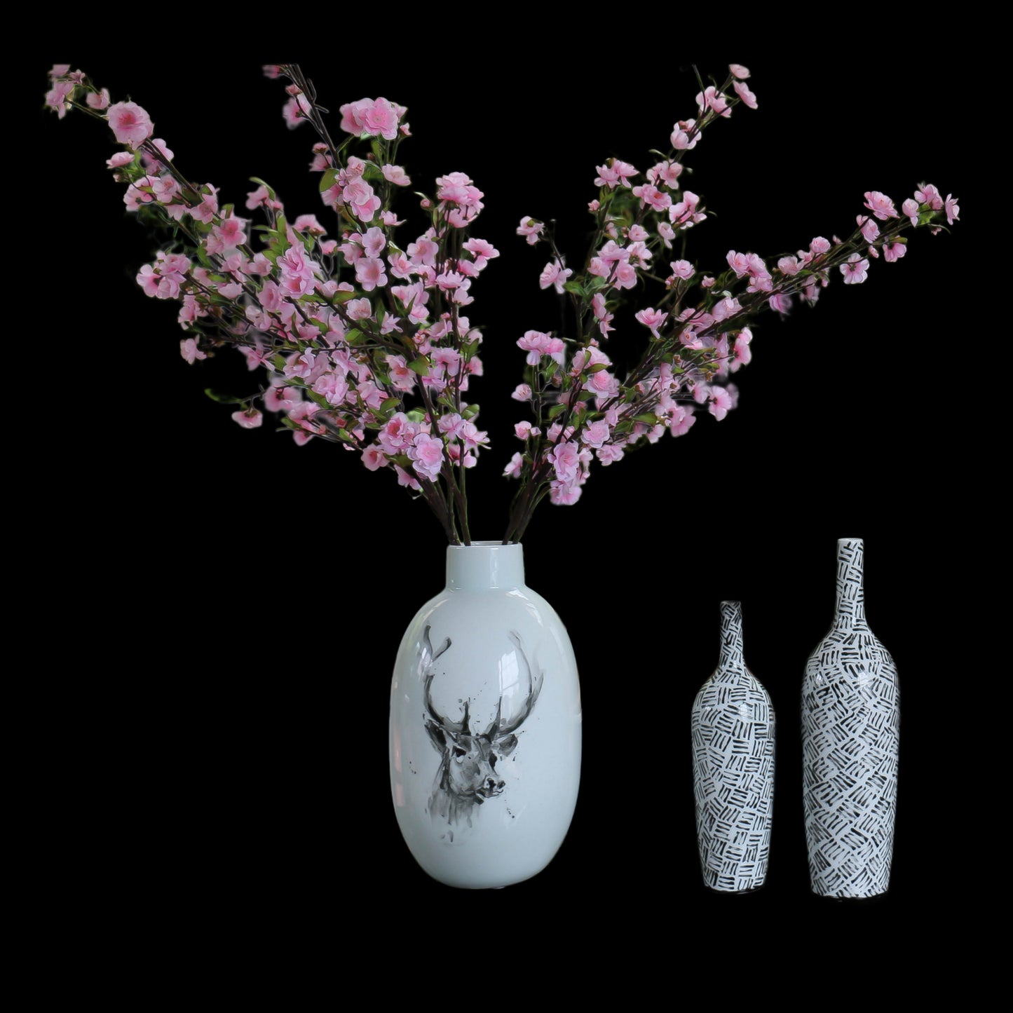 Large Hand Painted Vase Wild Elk