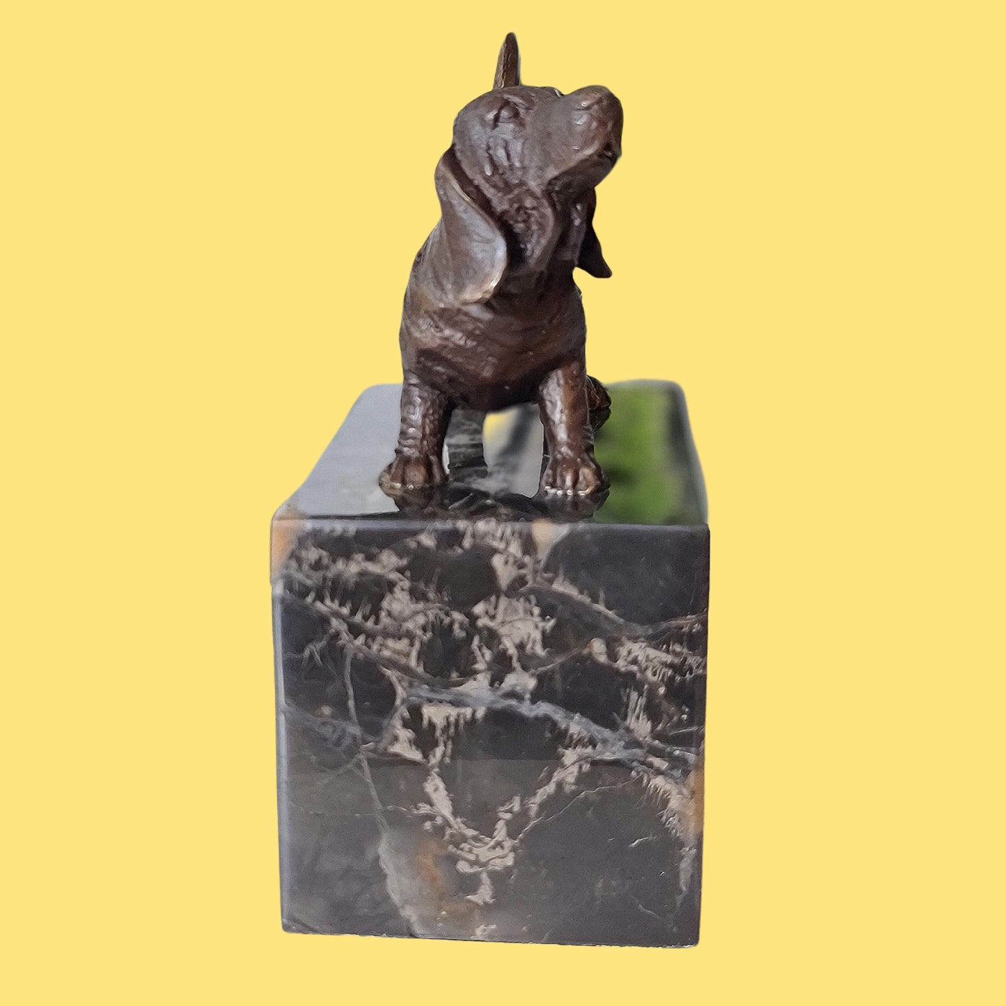 Duchshunt Dog Figurine Bronze Sculpture On Marble Base
