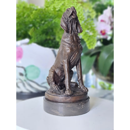 Bronze Sculpture of Dog, Hunting Dog  on Marble Top