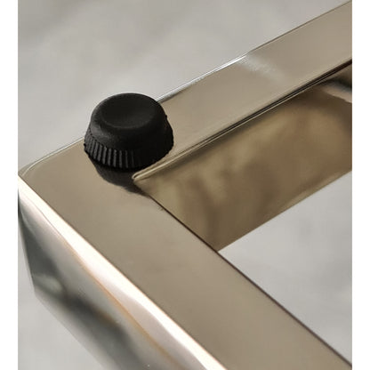 Malie Polished Stainless Steel Sid Table with Black Tempered Glass