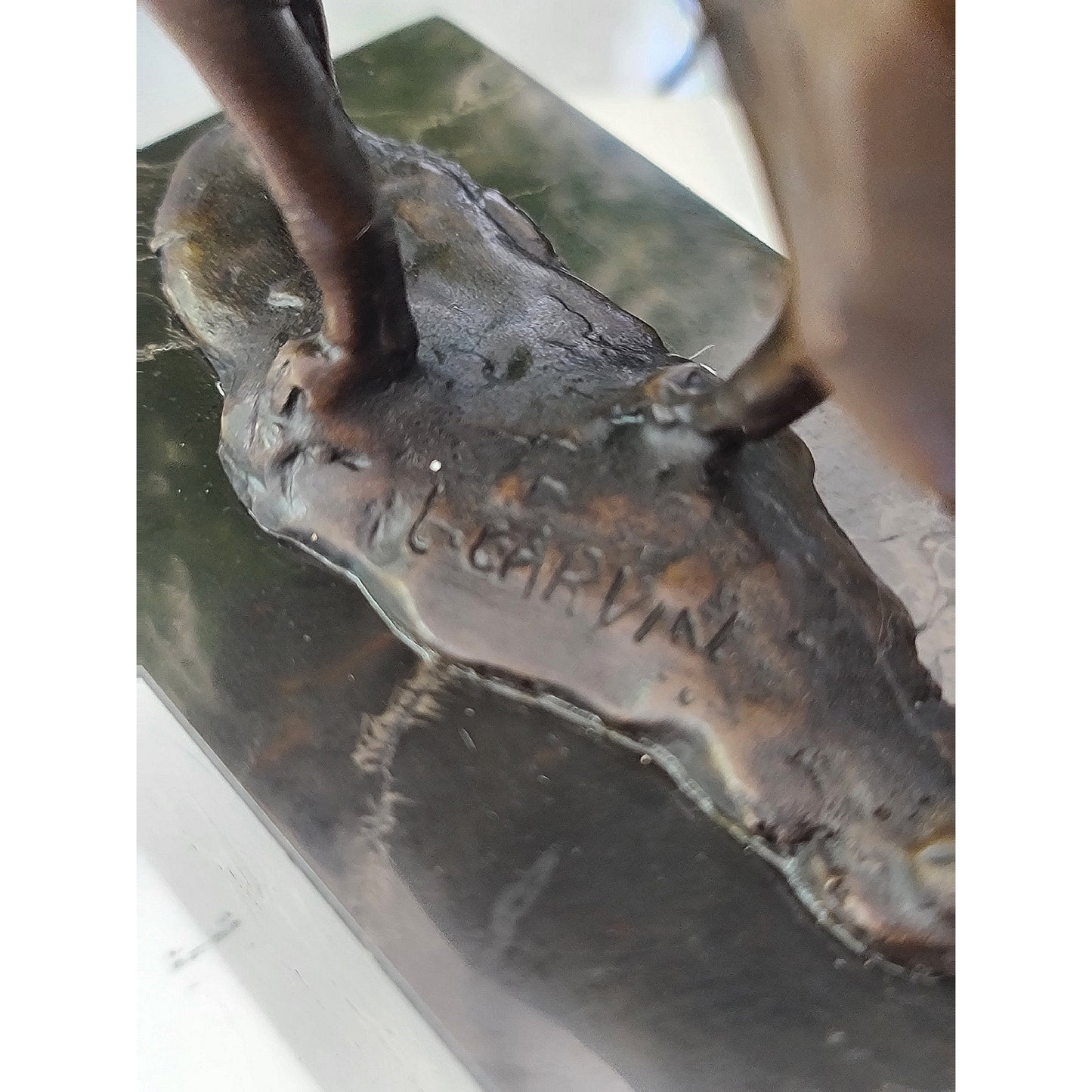 Bronze Hunting Dog / Hound Sculpture Marble Base