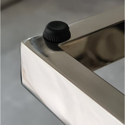 Soma Polished Stainless Steel Side Table with Black Tempered Glass