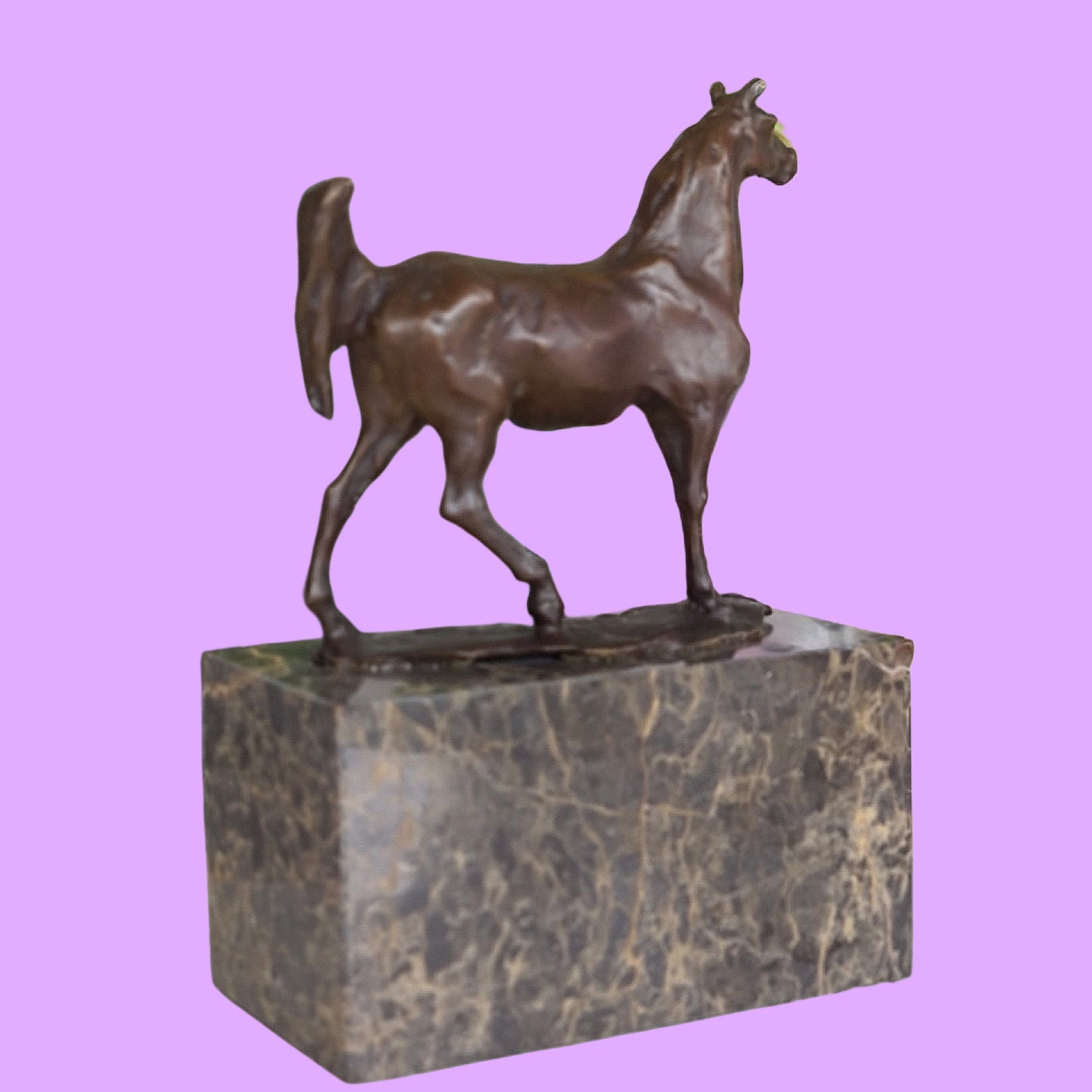 Bronze sculpture of Horse Standing Artwork  On Marble