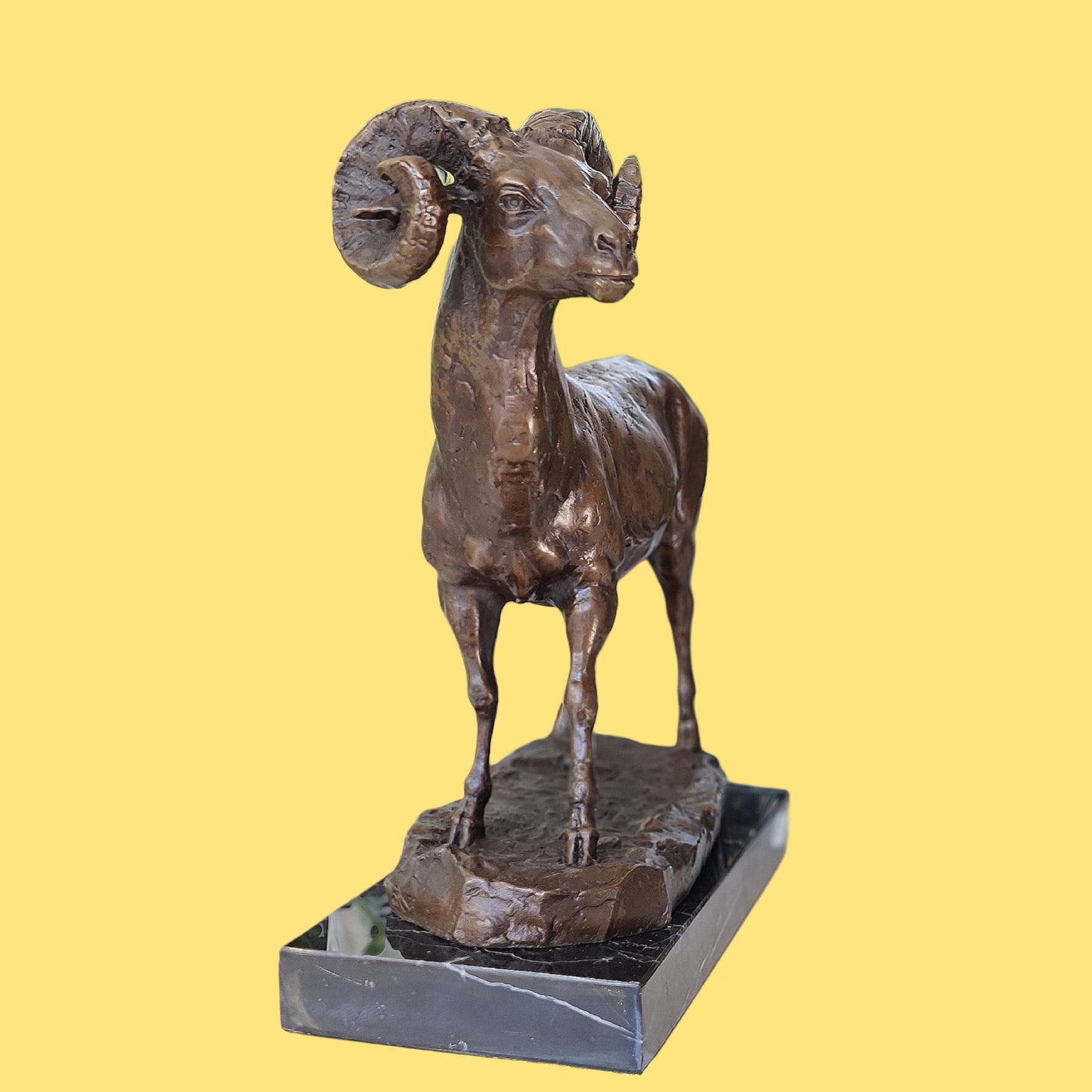 Ibex, Wild Mountain Goat, Steinbock, Bouquetin Bronze Sculpture