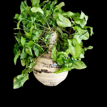 Large Hand Painted Vase Black Dots