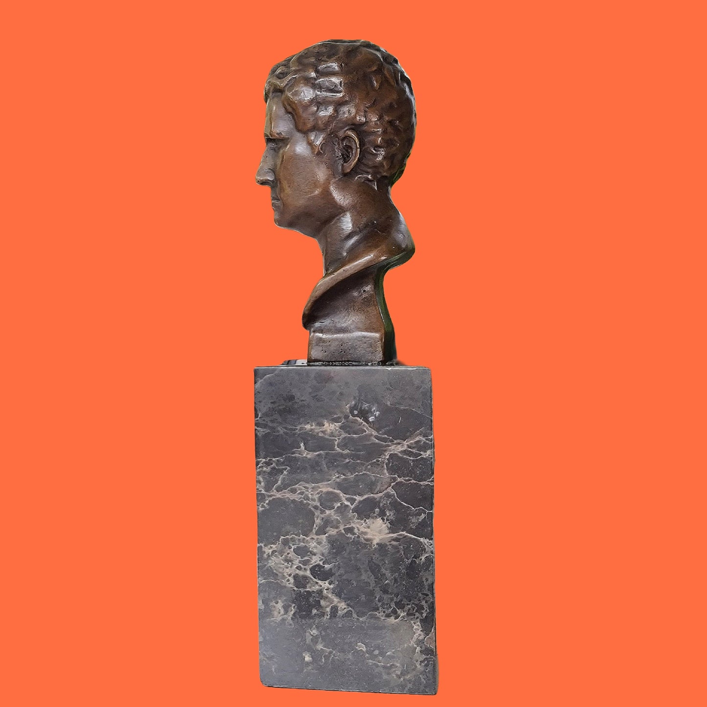Bronze Sculpture Of Augustus Bust On Marble Base