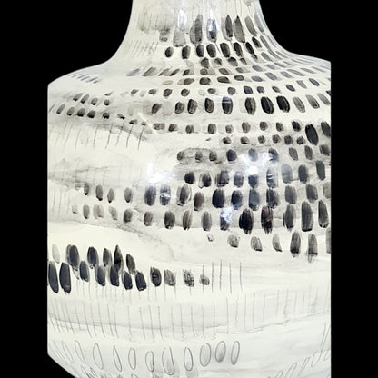 Large Hand Painted Vase Black Dots