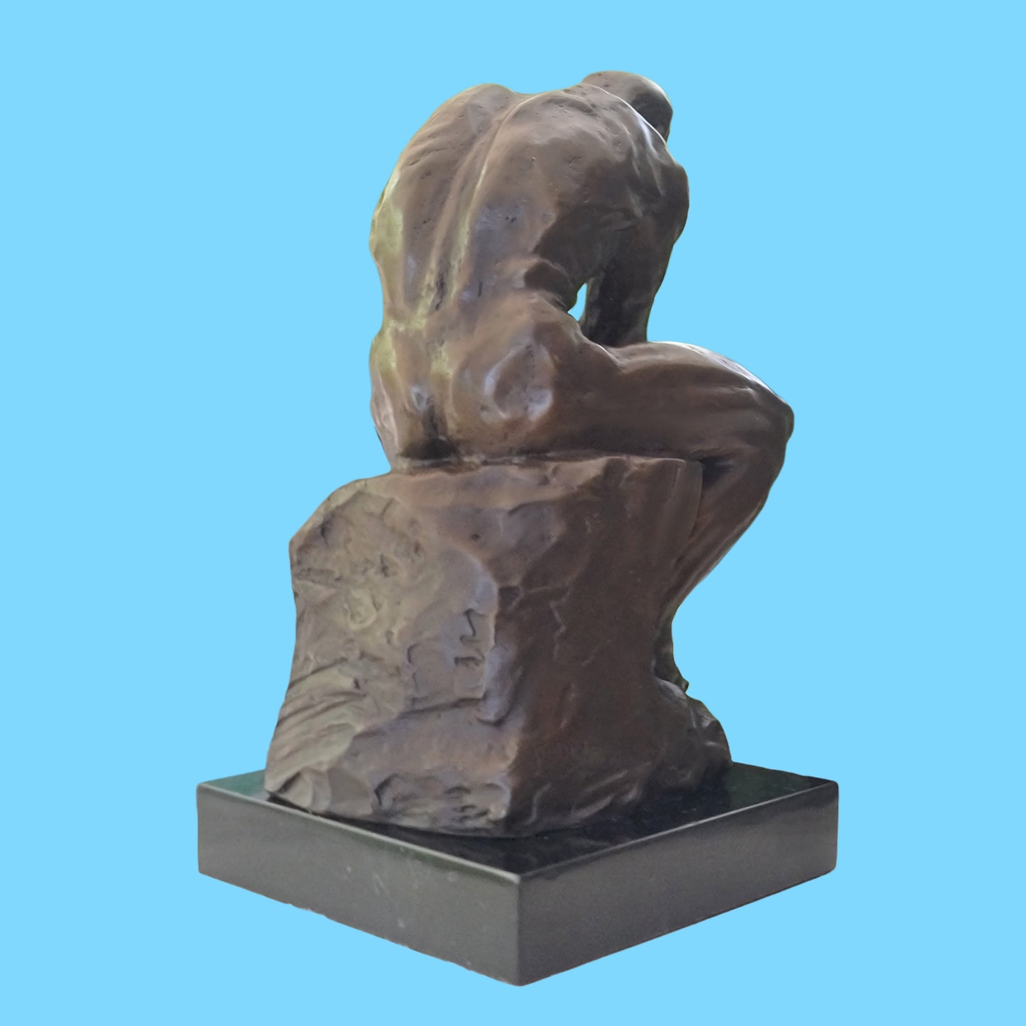 Elegant Bronze Marble Base Statue Rodin`s The Thinker Sculpture Art Figure.