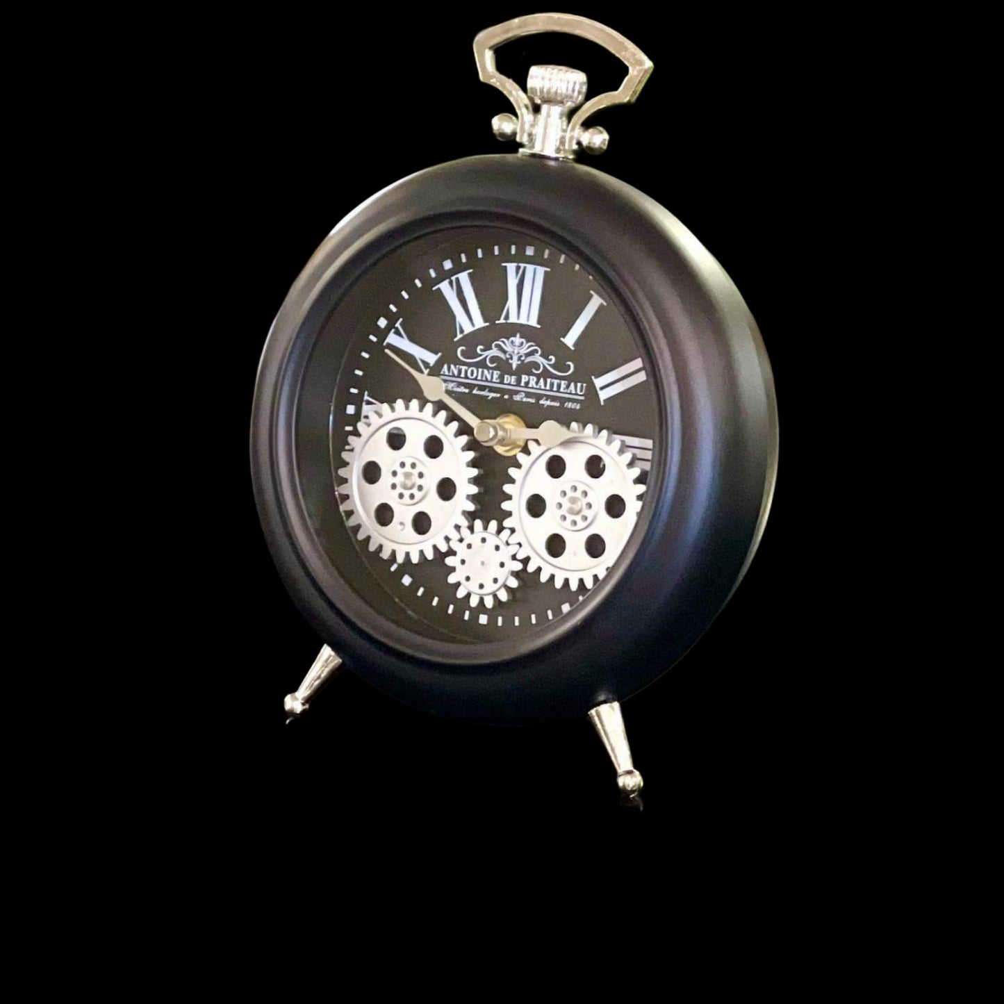 Antoine De Praiteau Victorian Black Gear Table Clock