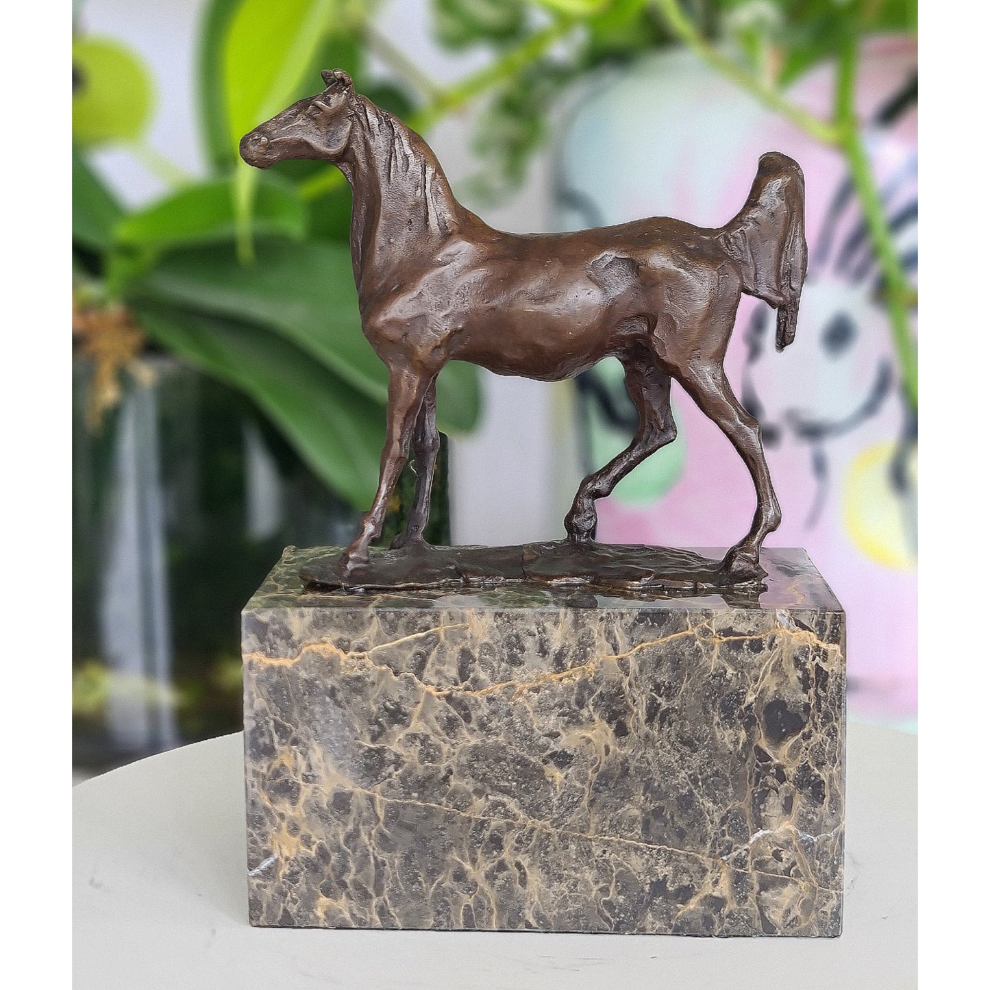 Bronze sculpture of Horse Standing Artwork  On Marble