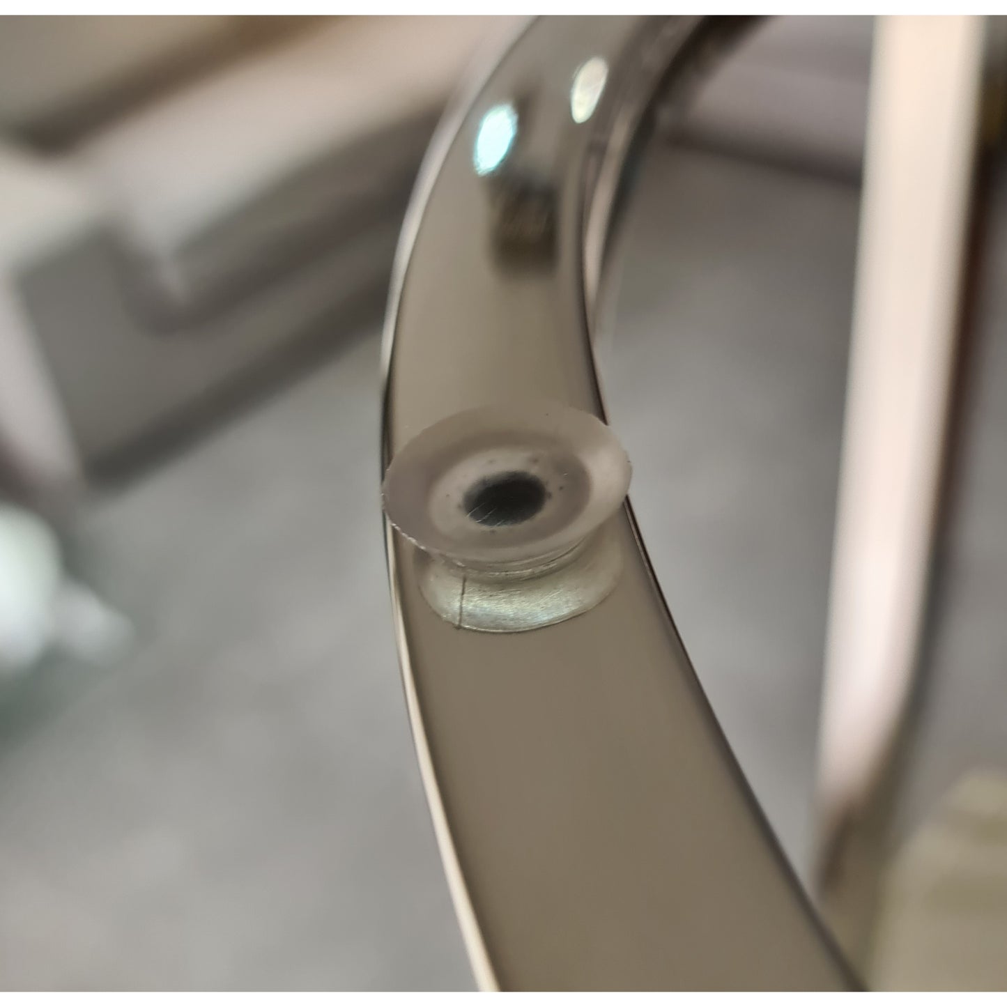 Zara Mirror Polished Stainless Steel Side Table with Black Tempered Glass