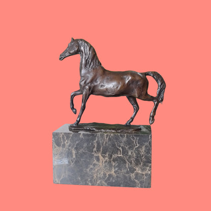 Bronze sculpture of Horse Galloping Artwork On Marble