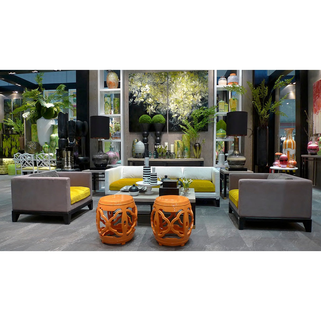 Orange Lacquered Drum Stool