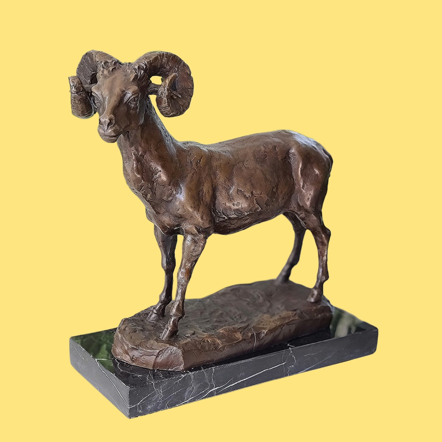 Ibex, Wild Mountain Goat, Steinbock, Bouquetin Bronze Sculpture