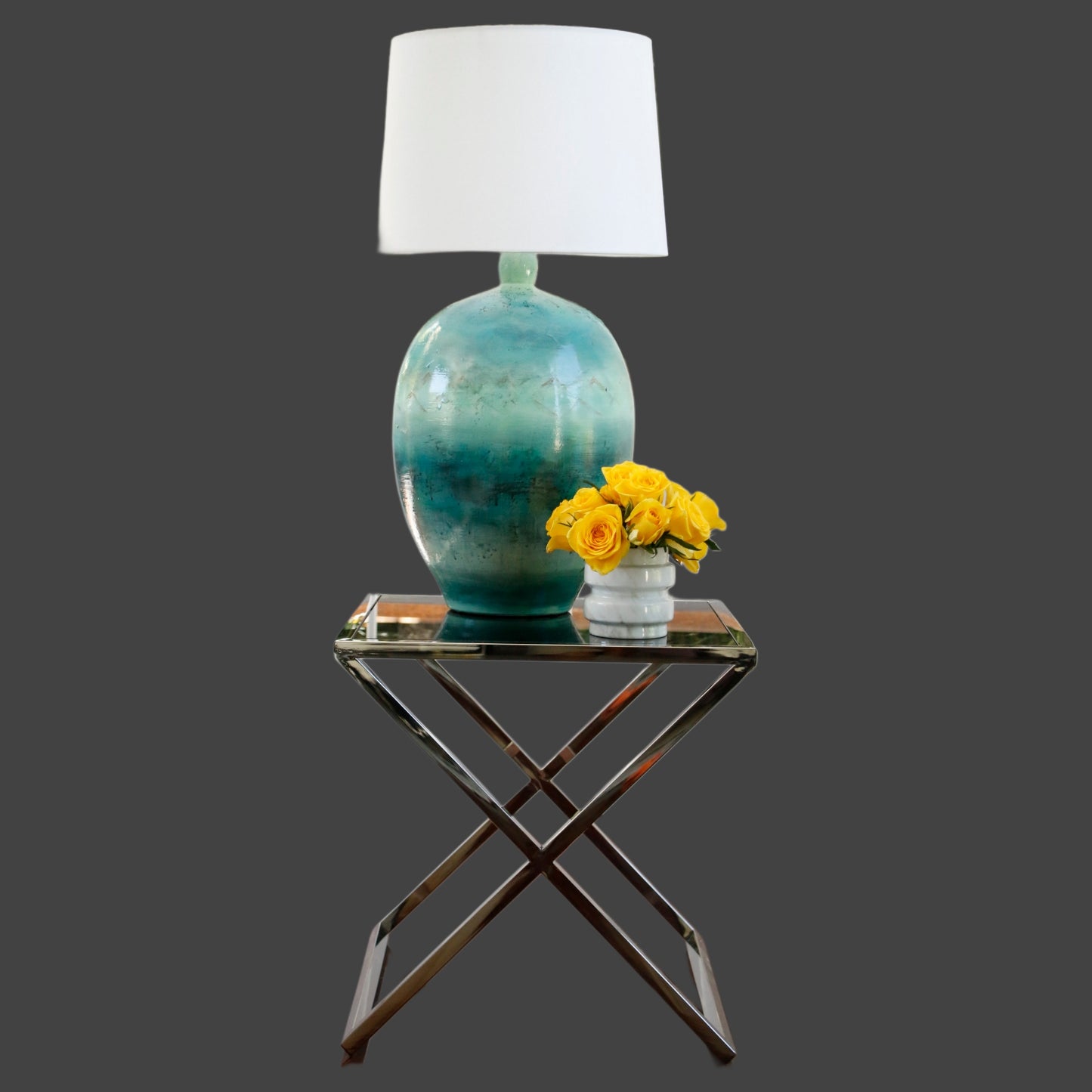 Large Hand painted/ Handmade Pascal Blue Vase