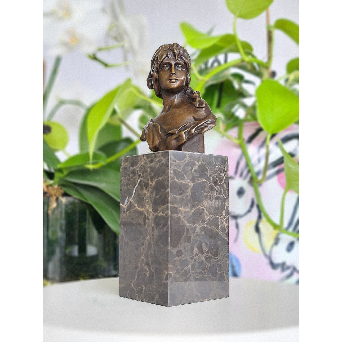 Beautiful Bust Of Royal Maiden Sculpture On Marble Base
