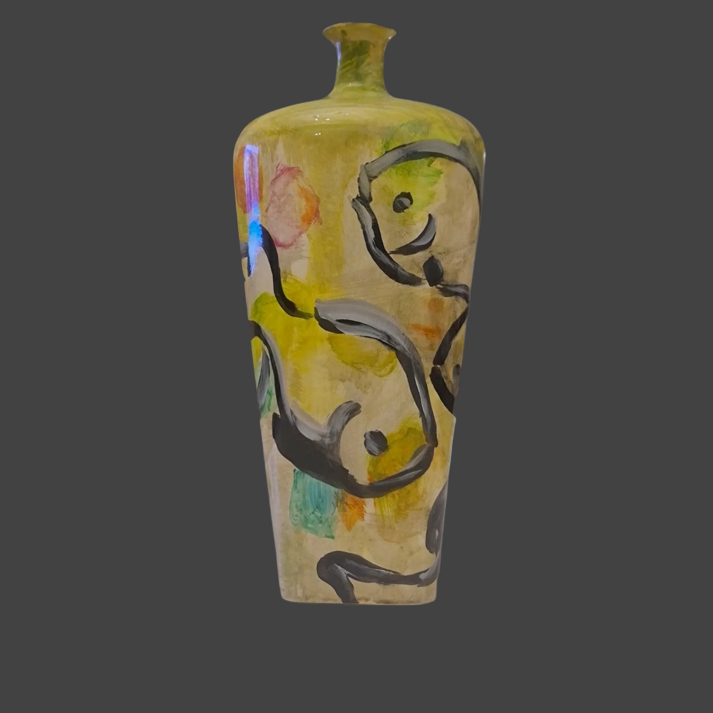 Hand Painted Vase Piranha Fish