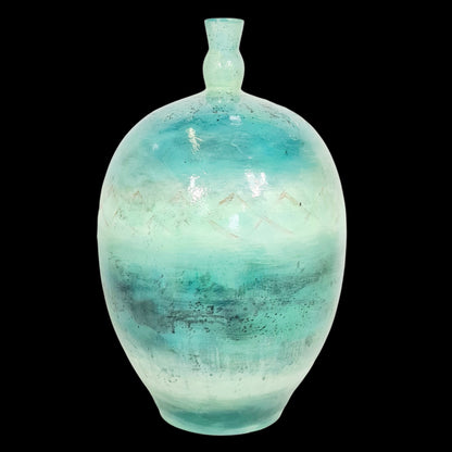 Large Hand painted/ Handmade Pascal Blue Vase