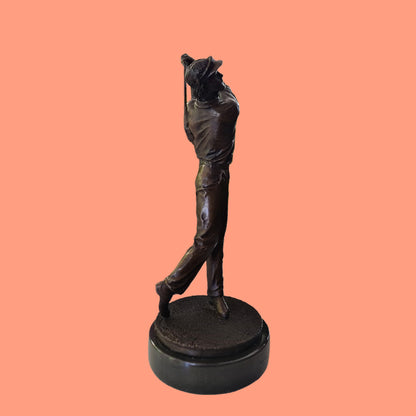 Bronze Sculpture of Golfer Golf-Spieler On Marble Base