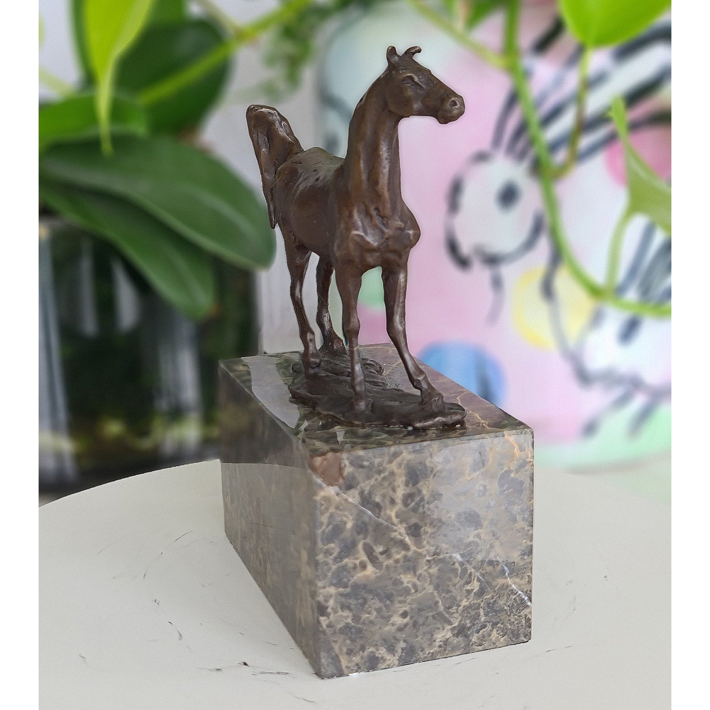 Bronze sculpture of Horse Standing Artwork  On Marble