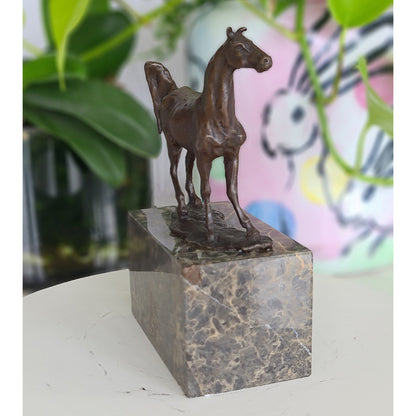 Bronze sculpture of Horse Standing Artwork  On Marble