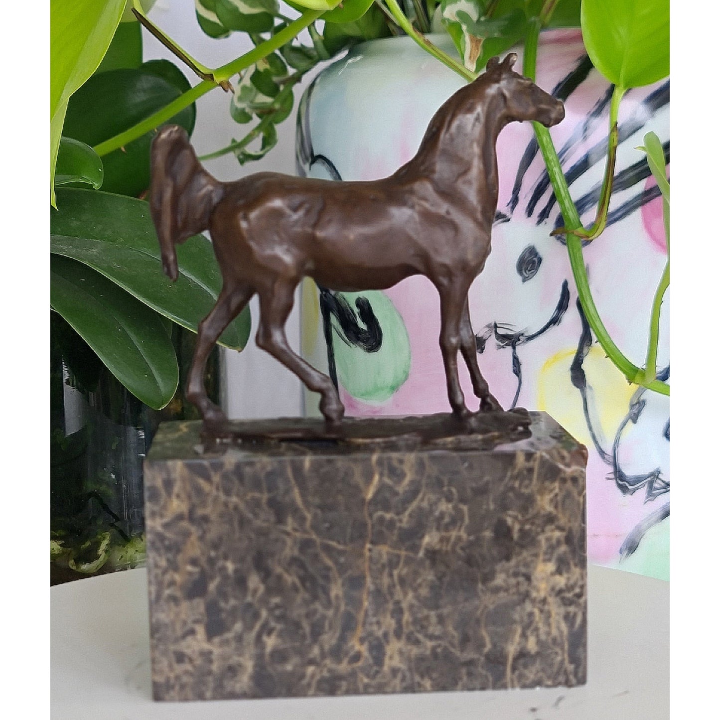 Bronze sculpture of Horse Standing Artwork  On Marble
