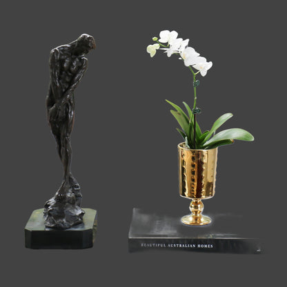 Small Decorative Footed Gold Ceramic Vase