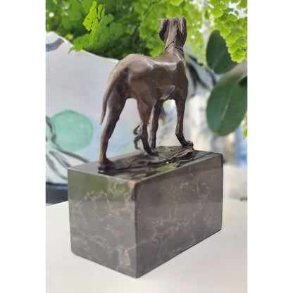 Bronze Hunting Dog / Hound Sculpture Marble Base