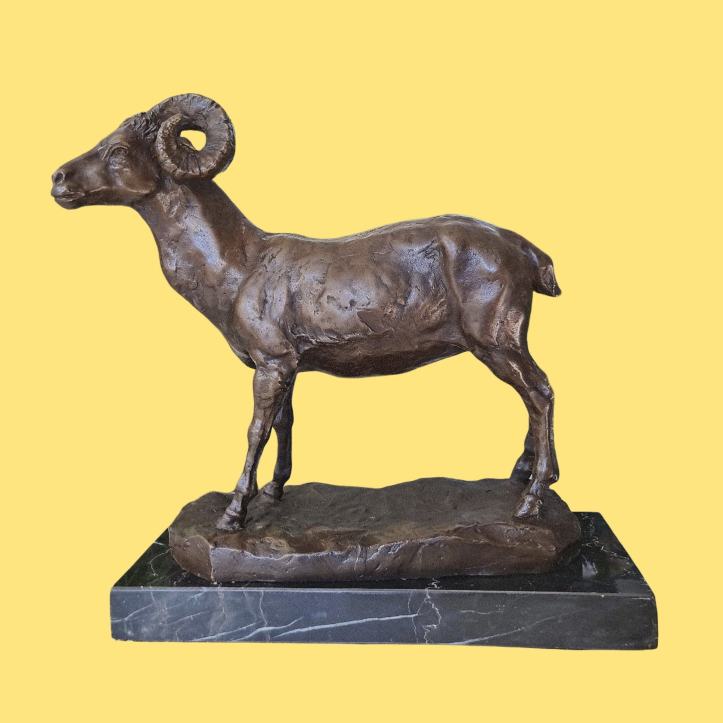 Ibex, Wild Mountain Goat, Steinbock, Bouquetin Bronze Sculpture