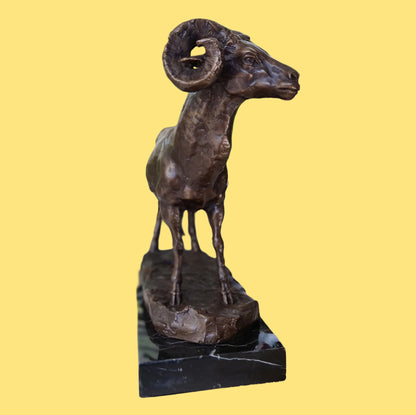 Ibex, Wild Mountain Goat, Steinbock, Bouquetin Bronze Sculpture