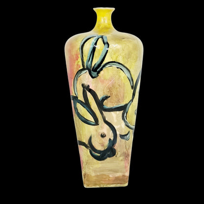 Handpanitned Vase Rabbits