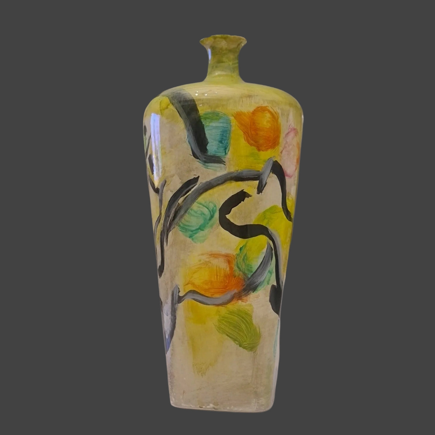 Hand Painted Vase Piranha Fish