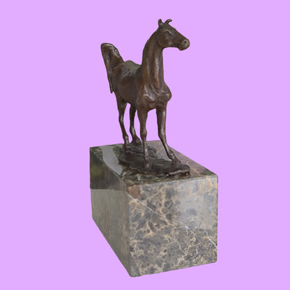 Bronze sculpture of Horse Standing Artwork  On Marble