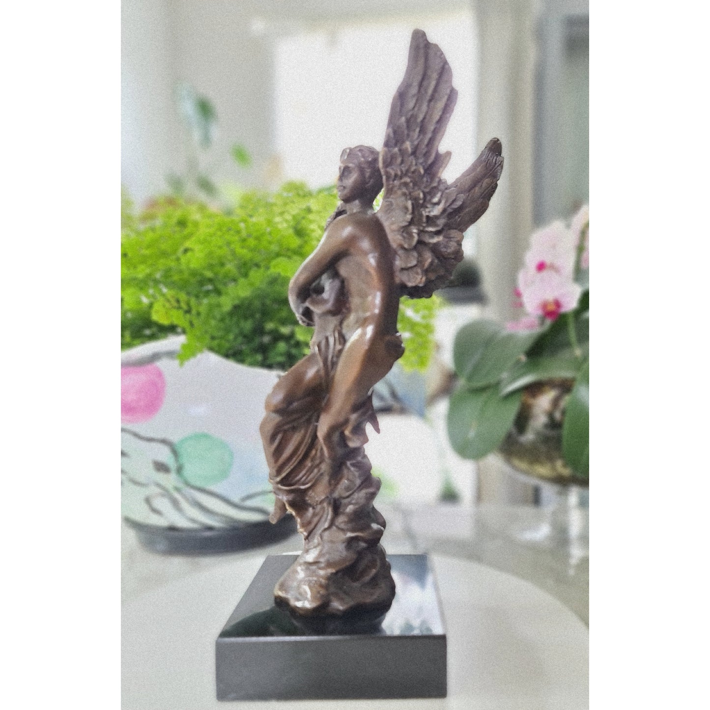 Bronze Sculpture Angel " Psyche And Eros " Statue Figure Cupid