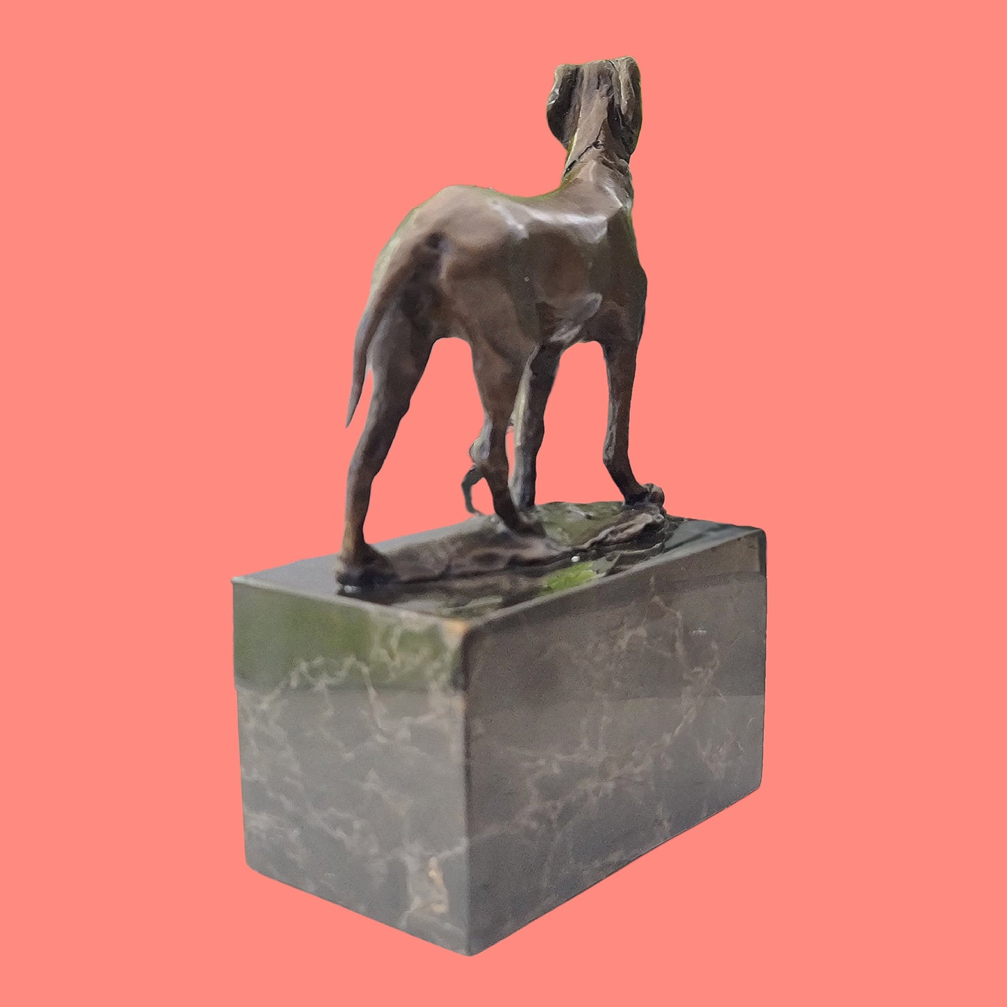 Bronze Hunting Dog / Hound Sculpture Marble Base