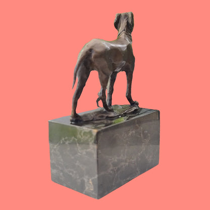 Bronze Hunting Dog / Hound Sculpture Marble Base