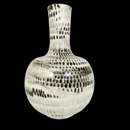 Large Hand Painted Vase Black Dots