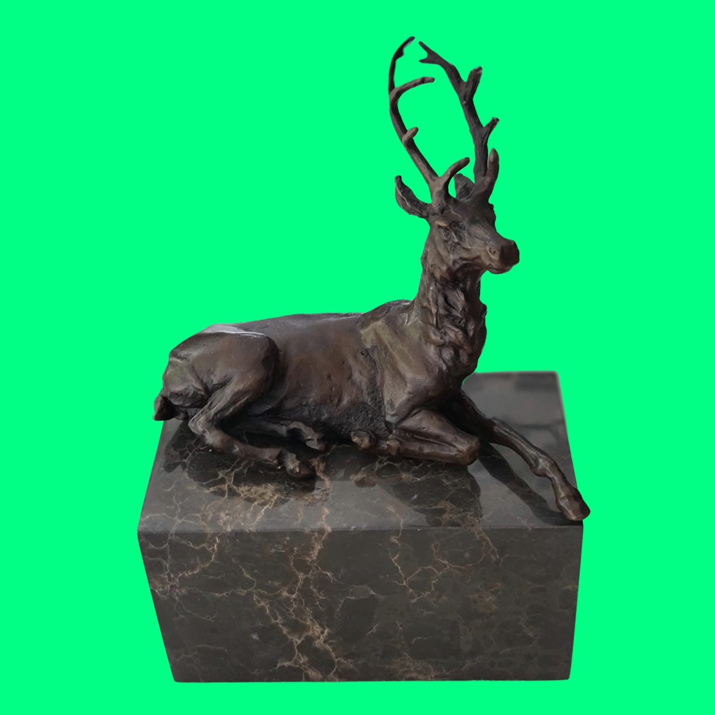 Elk Deer Bronze Sculpture on Marble Base  Wild Life, Art,  Gift, Bookend