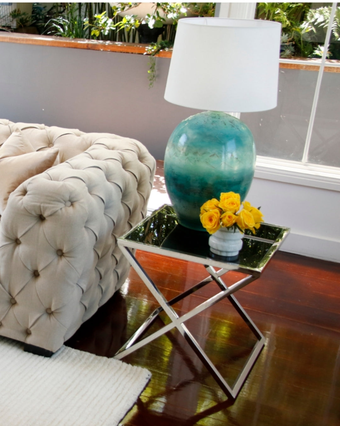 Large Hand painted/ Handmade Pascal Blue Vase