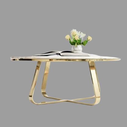 Roza Mirror Polished Stainless Steel or Gold Coffee Table with White Marble Top (Pick up only)