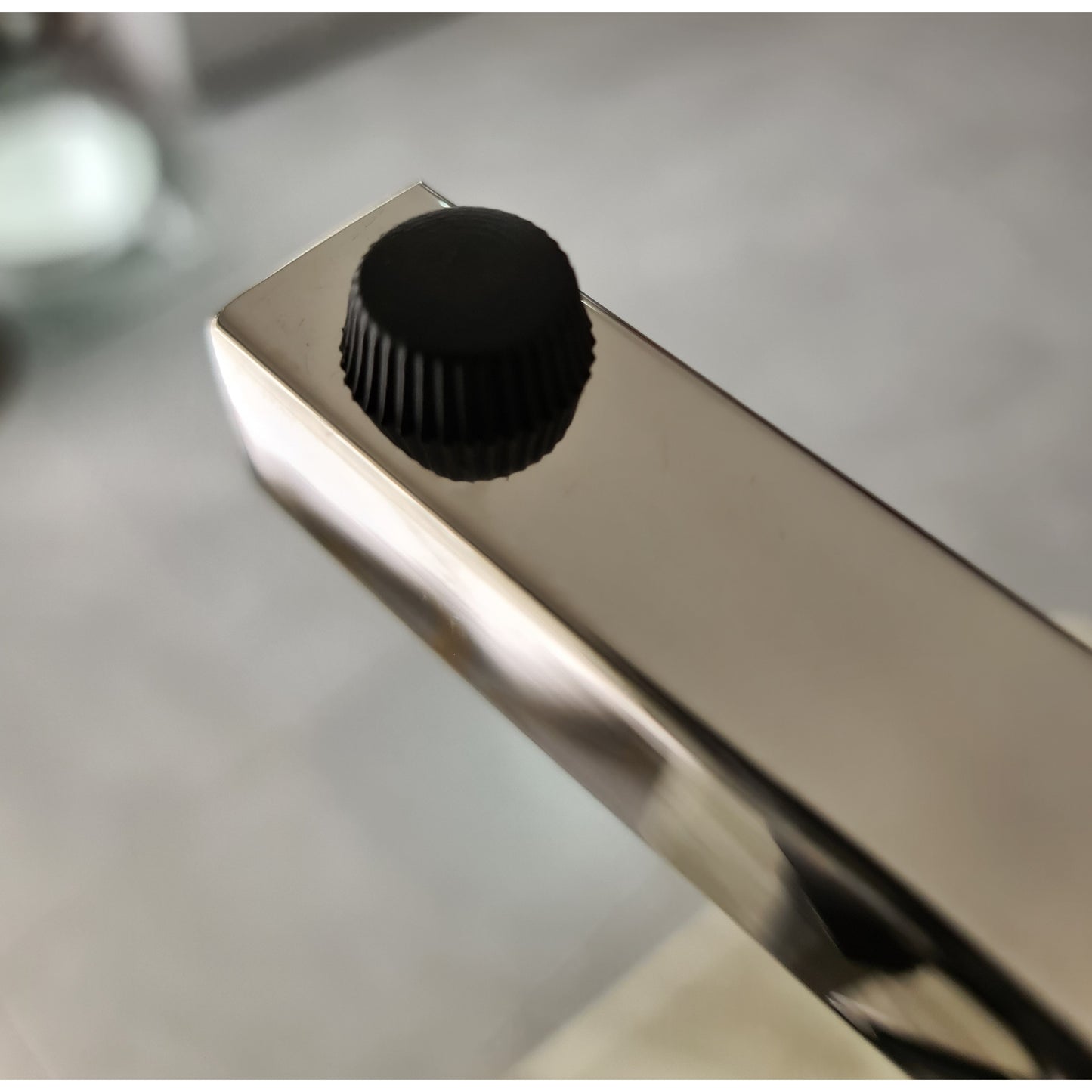 Zara Mirror Polished Stainless Steel Side Table with Black Tempered Glass