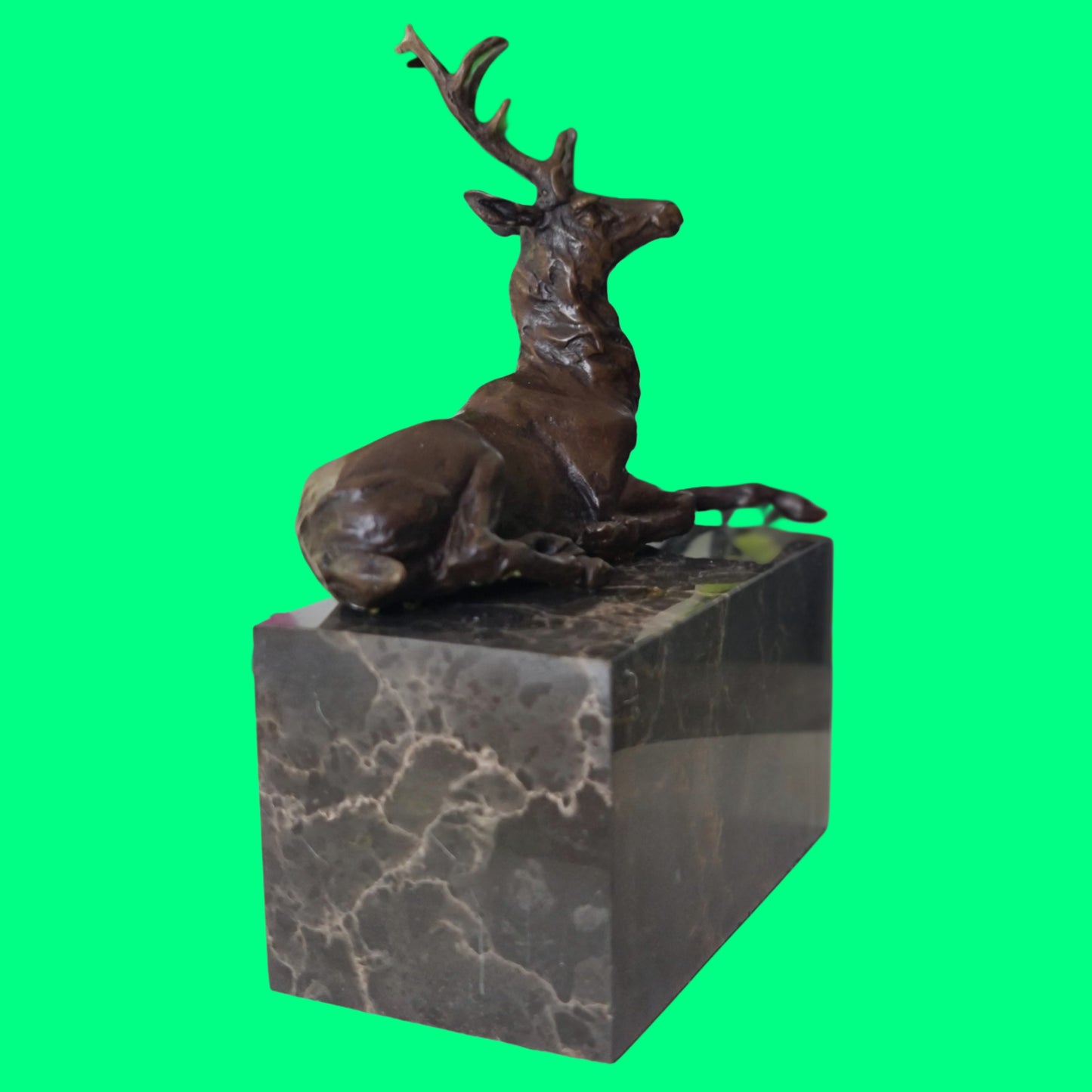 Elk Deer Bronze Sculpture on Marble Base  Wild Life, Art,  Gift, Bookend