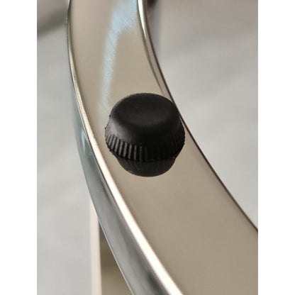 Azda Mirror Polished Stainless Steel Side Table with Black Tempered Glass