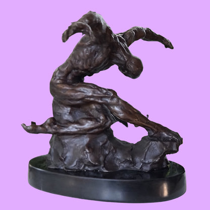  Bronze Sculpture Athletic Male Yoga Exercise on Marble Base
