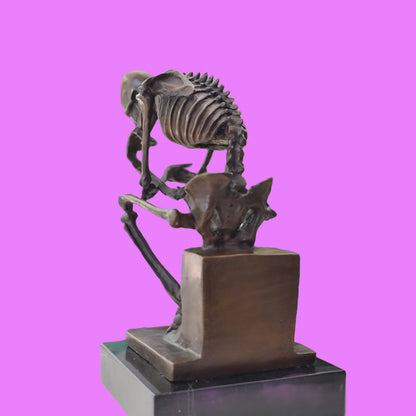 Bronze Statue Skull Skeleton thinker sculpture Art Deco