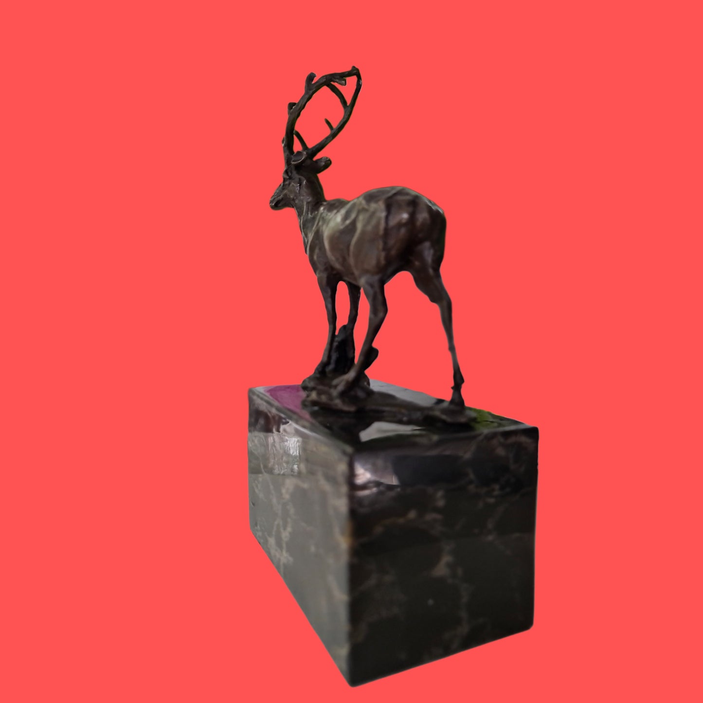 Art Deco Elk Deer Sculpture on Marble Base, Art,  Gift, Bookend