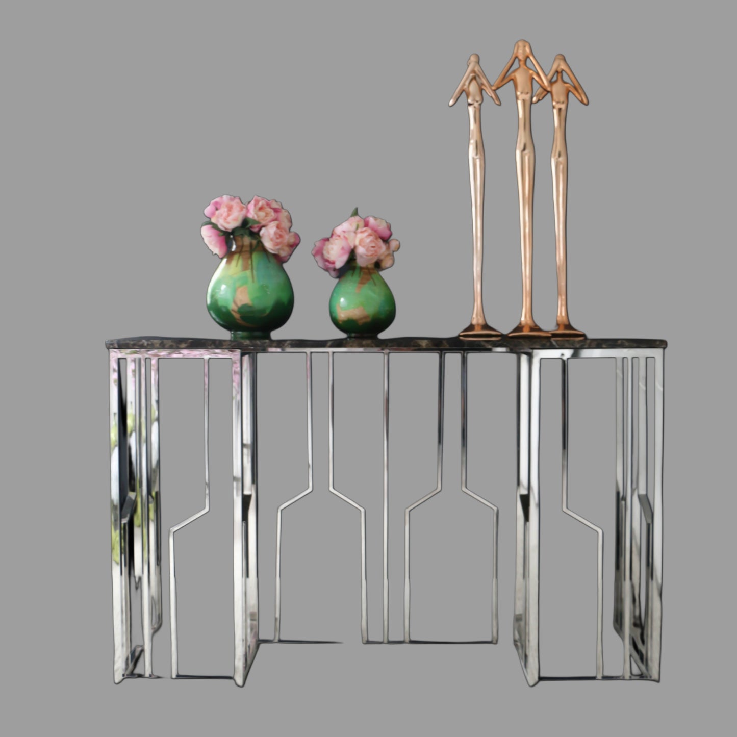 Handpaintned, Handmade Wooden Vase: Gold & Green