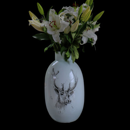 Large Hand Painted Vase Wild Elk