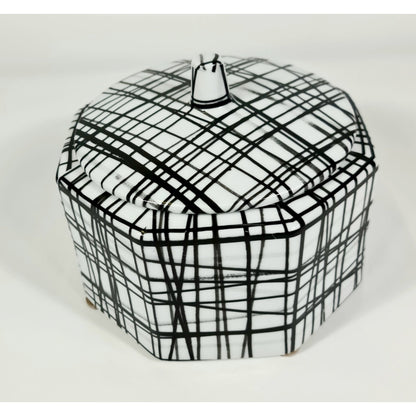 Hand Painted Graphic Black & White Pattern Container