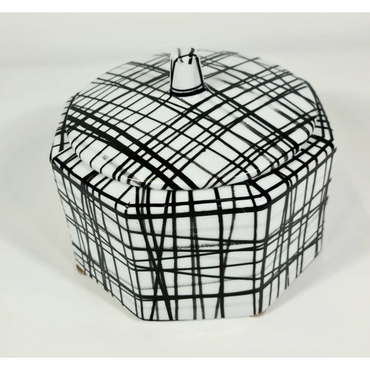 Hand Painted Graphic Black & White Pattern Container